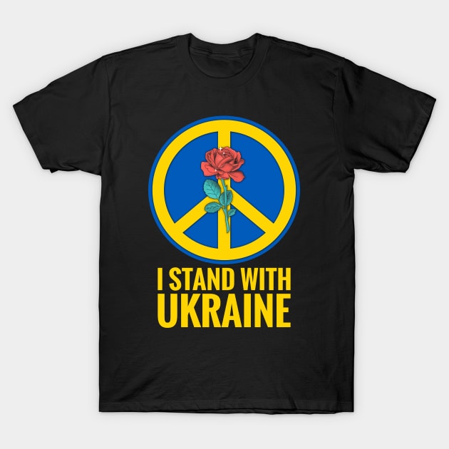 I Stand With Ukraine, Peace Symbol, Ukraine Flag Colors T-Shirt by PorcupineTees